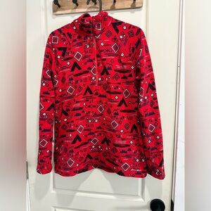 Eddie Bauer Red and Black Patterned Pullover